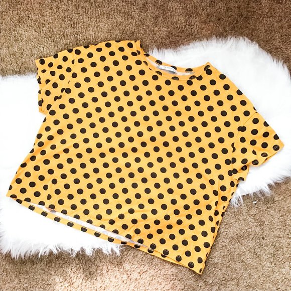 Zara Tops - Zara Yellow and Black Polka Dot Top!